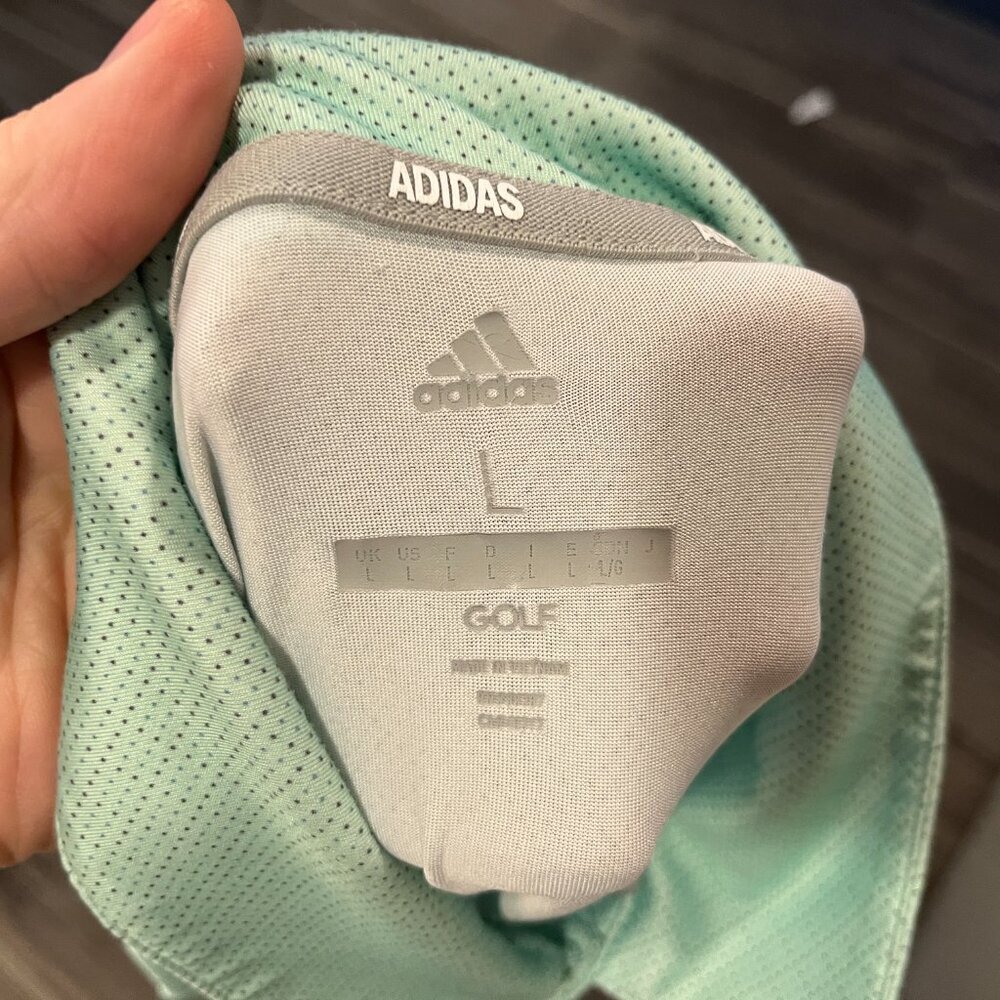 Adidas Golf Men’s Green Dot Print Polo Shirt Large ⛳ EUC 👕 - Picture 4 of 5